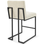Modway Privy Black Stainless Steel Upholstered Fabric Counter Stool