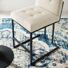 Modway Privy Black Stainless Steel Upholstered Fabric Counter Stool