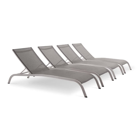 Modway Savannah Outdoor Patio Mesh Chaise Lounge Set of 4  