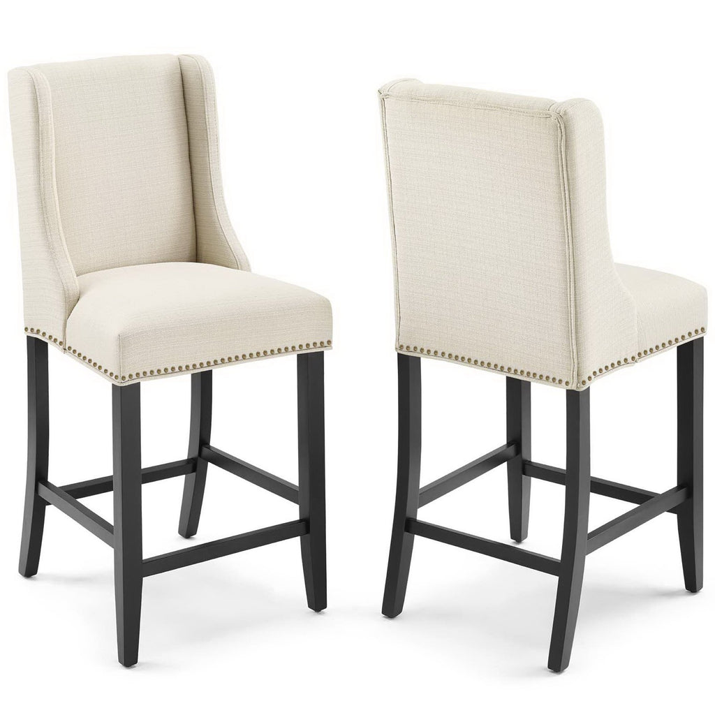 Modway Baron Upholstered Fabric Counter Stool Set of 2  