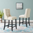 Modway Baronet Upholstered Fabric Counter Bar Stool Set of 2