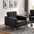 Modway Loft Tufted Vegan Leather Armchairs Set of 2