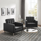 Modway Loft Tufted Vegan Leather Armchairs Set of 2