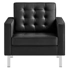 Modway Loft Tufted Vegan Leather Armchairs Set of 2