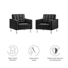 Modway Loft Tufted Vegan Leather Armchairs Set of 2