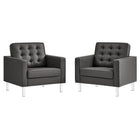 Modway Loft Tufted Vegan Leather Armchairs Set of 2  