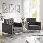 Modway Loft Tufted Vegan Leather Armchairs Set of 2