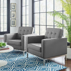 Modway Loft Tufted Vegan Leather Armchairs Set of 2