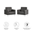 Modway Loft Tufted Vegan Leather Armchairs Set of 2