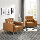 Modway Loft Tufted Vegan Leather Armchairs Set of 2