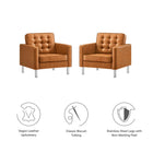 Modway Loft Tufted Vegan Leather Armchairs Set of 2