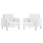 Modway Loft Tufted Vegan Leather Armchairs Set of 2  