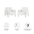 Modway Loft Tufted Vegan Leather Armchairs Set of 2