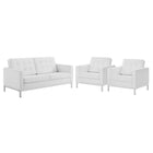 Modway Loft 3 Piece Tufted Upholstered Faux Leather Set  