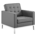 Modway Loft Tufted Upholstered Faux Leather Sofa and Armchair Set