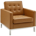 Modway Loft Tufted Upholstered Faux Leather Sofa and Armchair Set