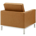 Modway Loft Tufted Upholstered Faux Leather Sofa and Armchair Set