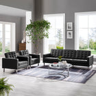 Modway Loft 3-Piece Tufted Vegan Leather Furniture Set