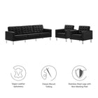 Modway Loft 3-Piece Tufted Vegan Leather Furniture Set