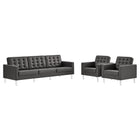 Modway Loft 3-Piece Tufted Vegan Leather Furniture Set  