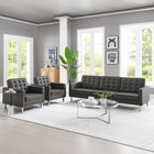 Modway Loft 3-Piece Tufted Vegan Leather Furniture Set
