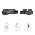 Modway Loft 3-Piece Tufted Vegan Leather Furniture Set