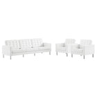 Modway Loft 3-Piece Tufted Vegan Leather Furniture Set  