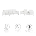 Modway Loft 3-Piece Tufted Vegan Leather Furniture Set