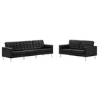 Modway Loft 2-Piece Tufted Vegan Leather Furniture Set  