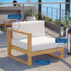 Modway Upland Outdoor Patio Teak Wood Left-Arm Chair