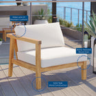 Modway Bayport Outdoor Patio Teak Wood Left-Arm Chair