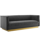 Modway Sanguine Vertical Channel Tufted Upholstered Performance Velvet Sofa and Armchair Set