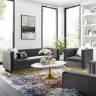 Modway Sanguine Vertical Channel Tufted Upholstered Performance Velvet Sofa and Armchair Set
