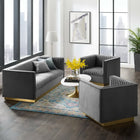 Modway Sanguine 3 Piece Vertical Channel Tufted Upholstered Performance Velvet Set