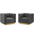 Modway Sanguine Vertical Channel Tufted Upholstered Performance Velvet Armchair Set of 2  