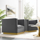 Modway Sanguine Vertical Channel Tufted Upholstered Performance Velvet Armchair Set of 2