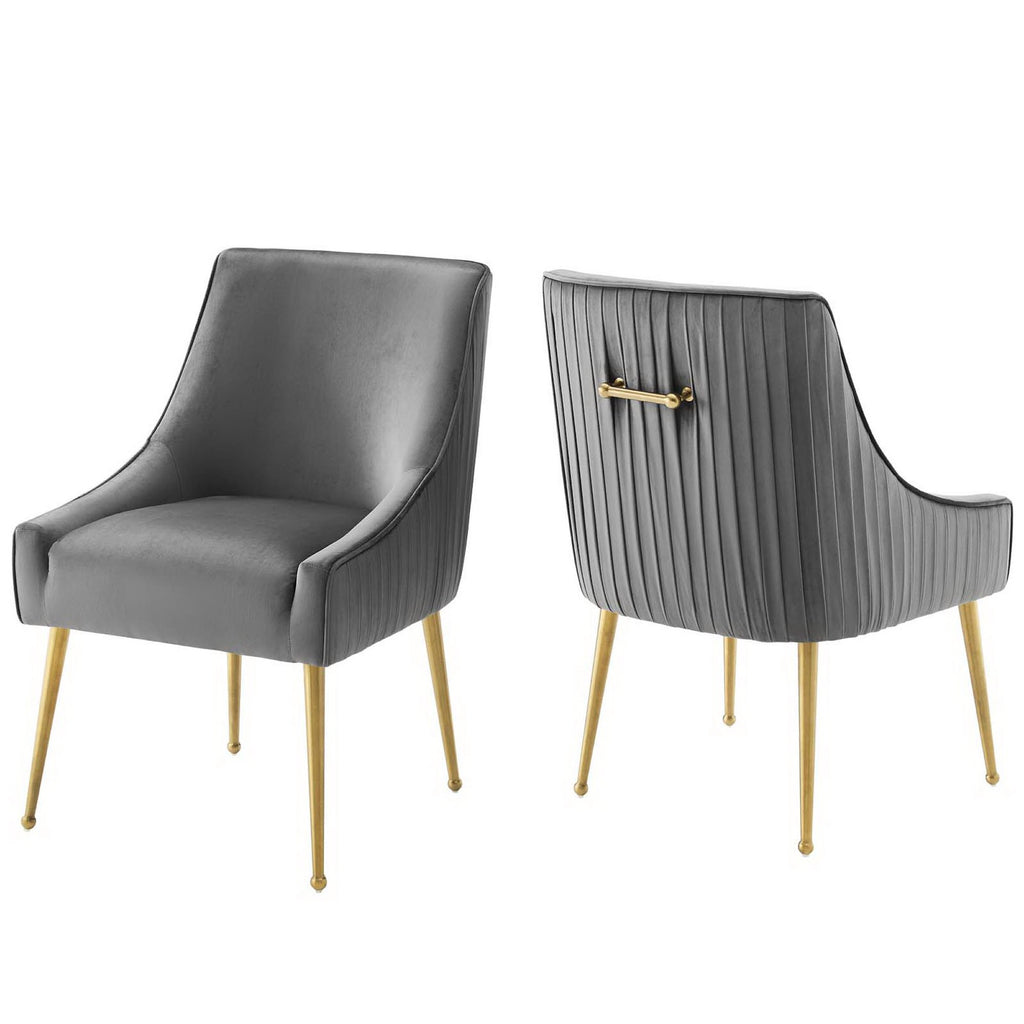 Modway Discern Pleated Back Upholstered Performance Velvet Dining Chair Set of 2  