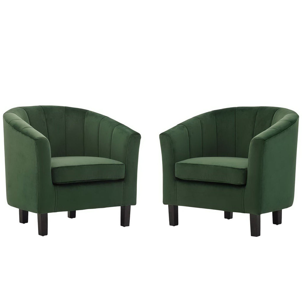 Modway Prospect Channel Tufted Performance Velvet Armchair Set of 2  