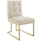Modway Privy Gold Stainless Steel Upholstered Fabric Dining Accent Chair Set of 2