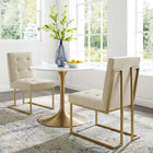 Modway Privy Gold Stainless Steel Upholstered Fabric Dining Accent Chair Set of 2