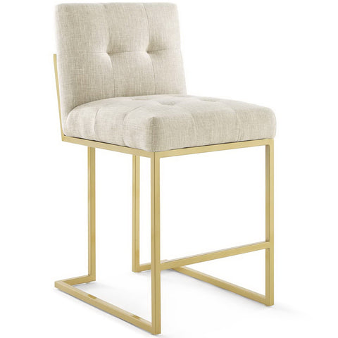 Modway Privy Gold Stainless Steel Upholstered Fabric Counter Stool Set of 2  