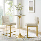 Modway Privy Gold Stainless Steel Upholstered Fabric Counter Stool Set of 2