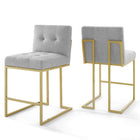 Modway Privy Gold Stainless Steel Upholstered Fabric Counter Stool Set of 2  