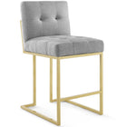 Modway Privy Gold Stainless Steel Upholstered Fabric Counter Stool Set of 2