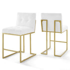 Modway Privy Gold Stainless Steel Upholstered Fabric Counter Stool Set of 2  