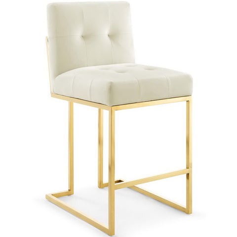Modway Privy Gold Stainless Steel Performance Velvet Counter Stool Set of 2  