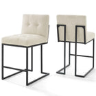 Modway Privy Black Stainless Steel Upholstered Fabric Counter Stool Set of 2  