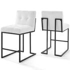 Modway Privy Black Stainless Steel Upholstered Fabric Counter Stool Set of 2  