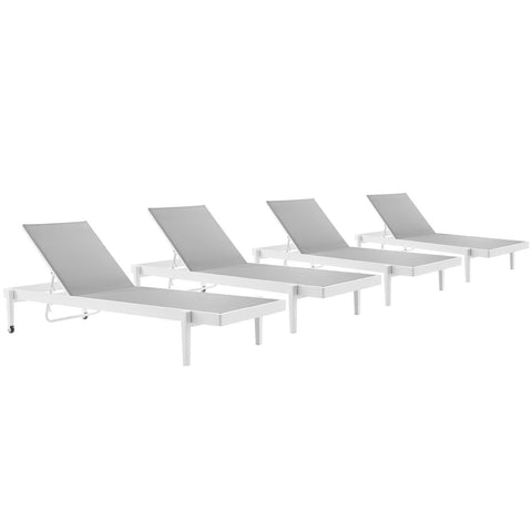 Modway Charleston Outdoor Patio Aluminum Chaise Lounge Chair Set of 4  