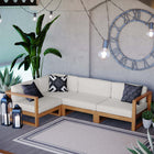 Modway Upland 4-Piece Outdoor Patio Teak Wood Sectional Sofa Set